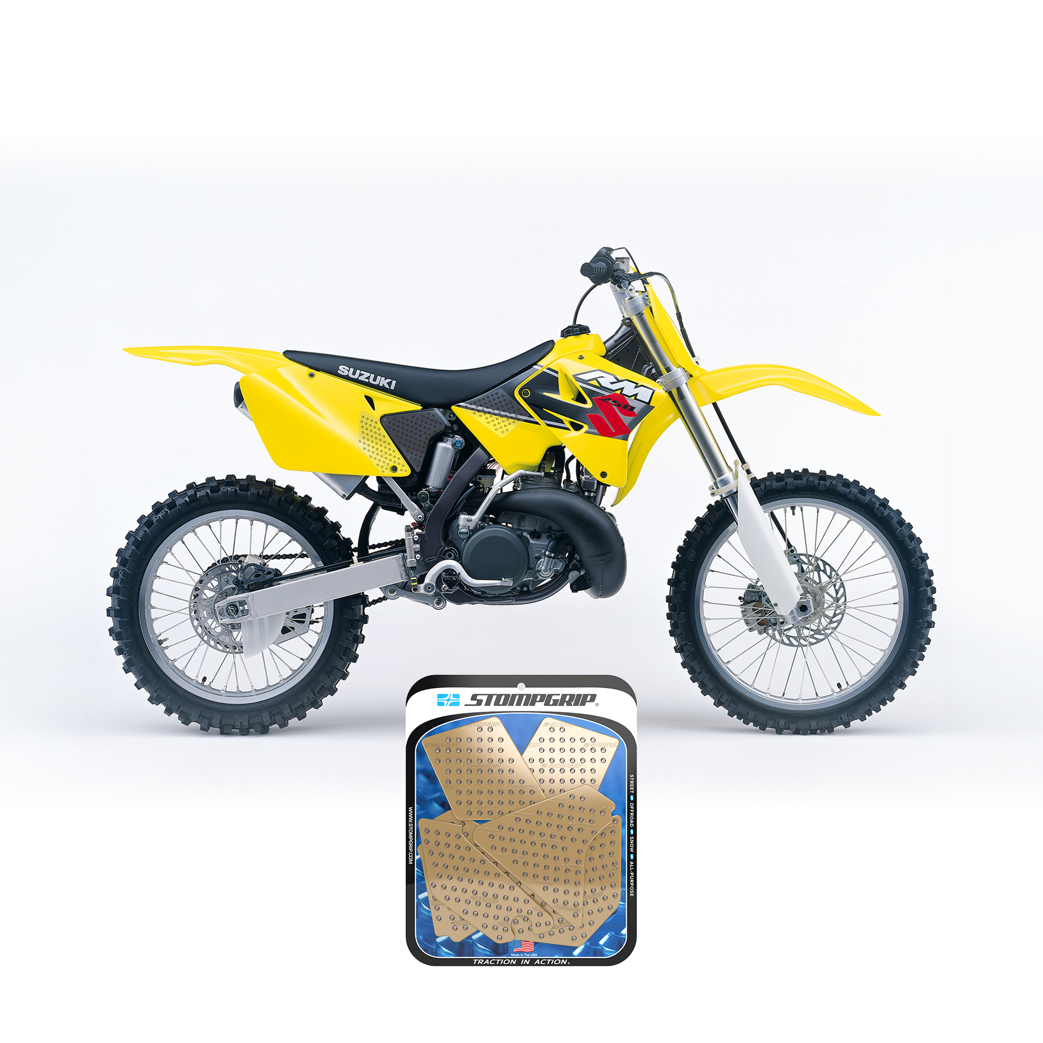 Stompgrip - Suzuki RM125 01-02 Dirt Bike 3D Griptape Kit (0034) Stompgrip - Suzuki RM125 01-02 Dirt Bike 3D Griptape Kit (0034)