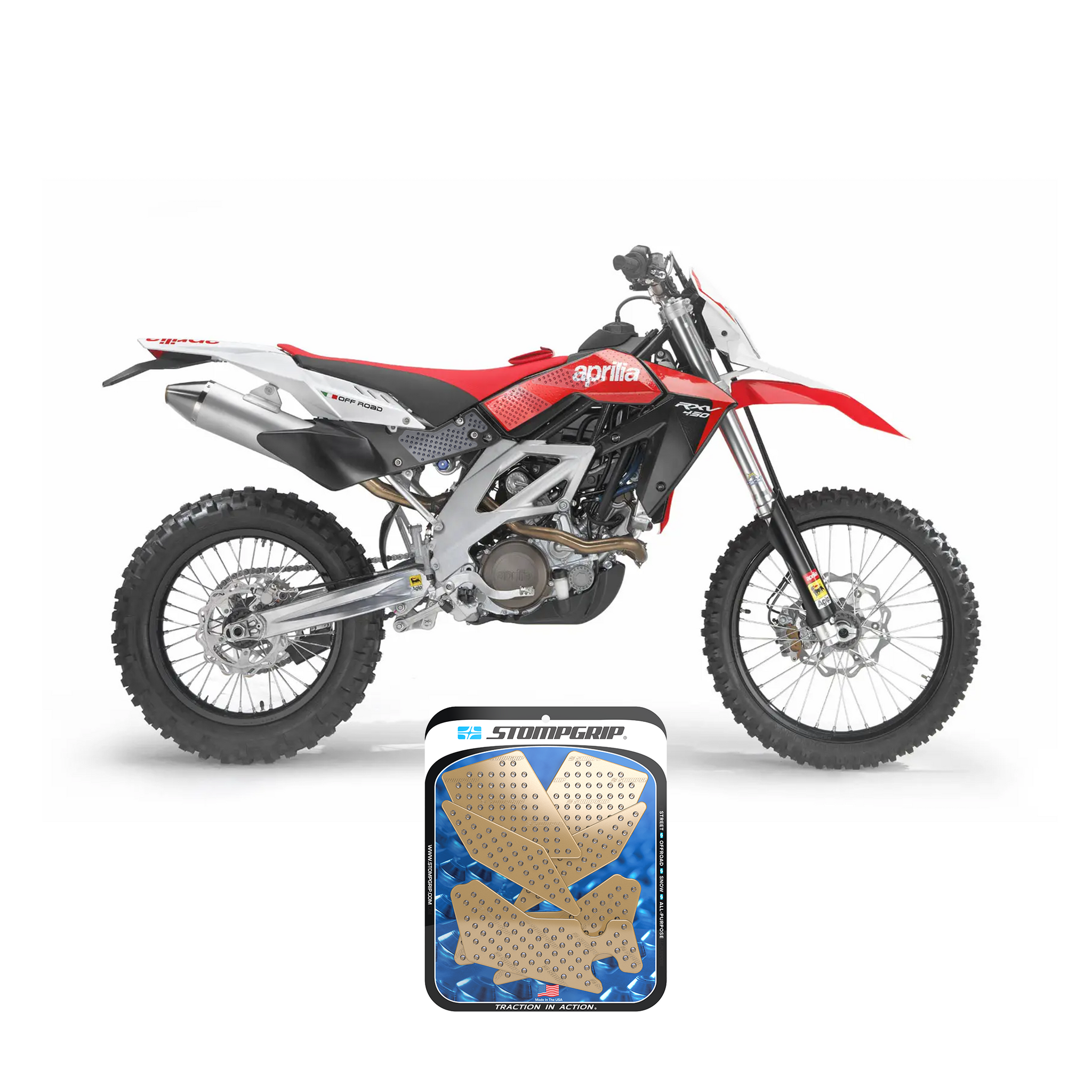 Stompgrip - Aprilia RXV 4.5/5.5 SXV 4.5/5.5 07-14 Dirt Bike 3D Griptap Stompgrip - Aprilia RXV 4.5/5.5 SXV 4.5/5.5 07-14 Dirt Bike 3D Griptap