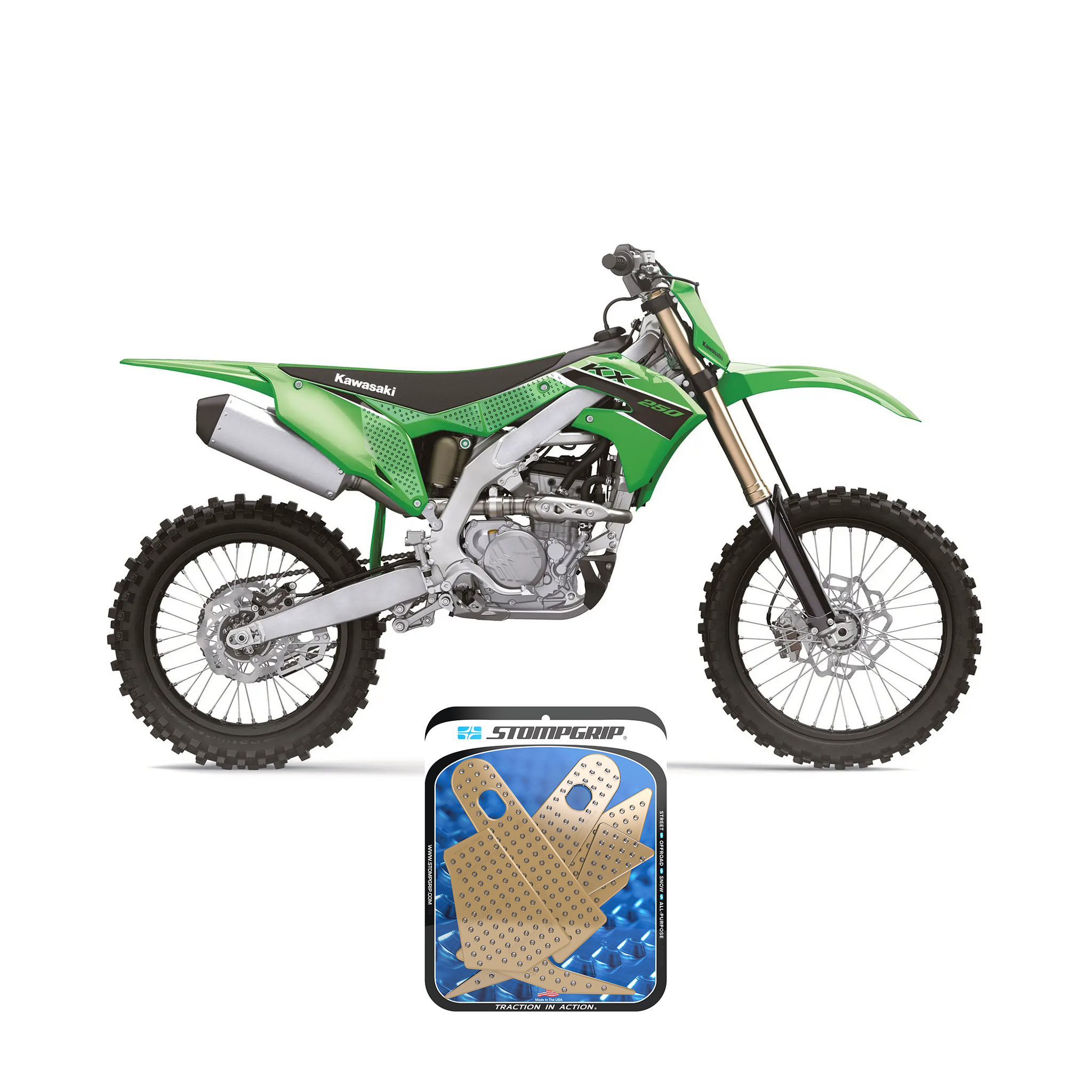 Stompgrip - Kawasaki KX 250/X/XC 21-23 Dirt Bike 3D Griptape Kit (0083 Stompgrip - Kawasaki KX 250/X/XC 21-23 Dirt Bike 3D Griptape Kit (0083