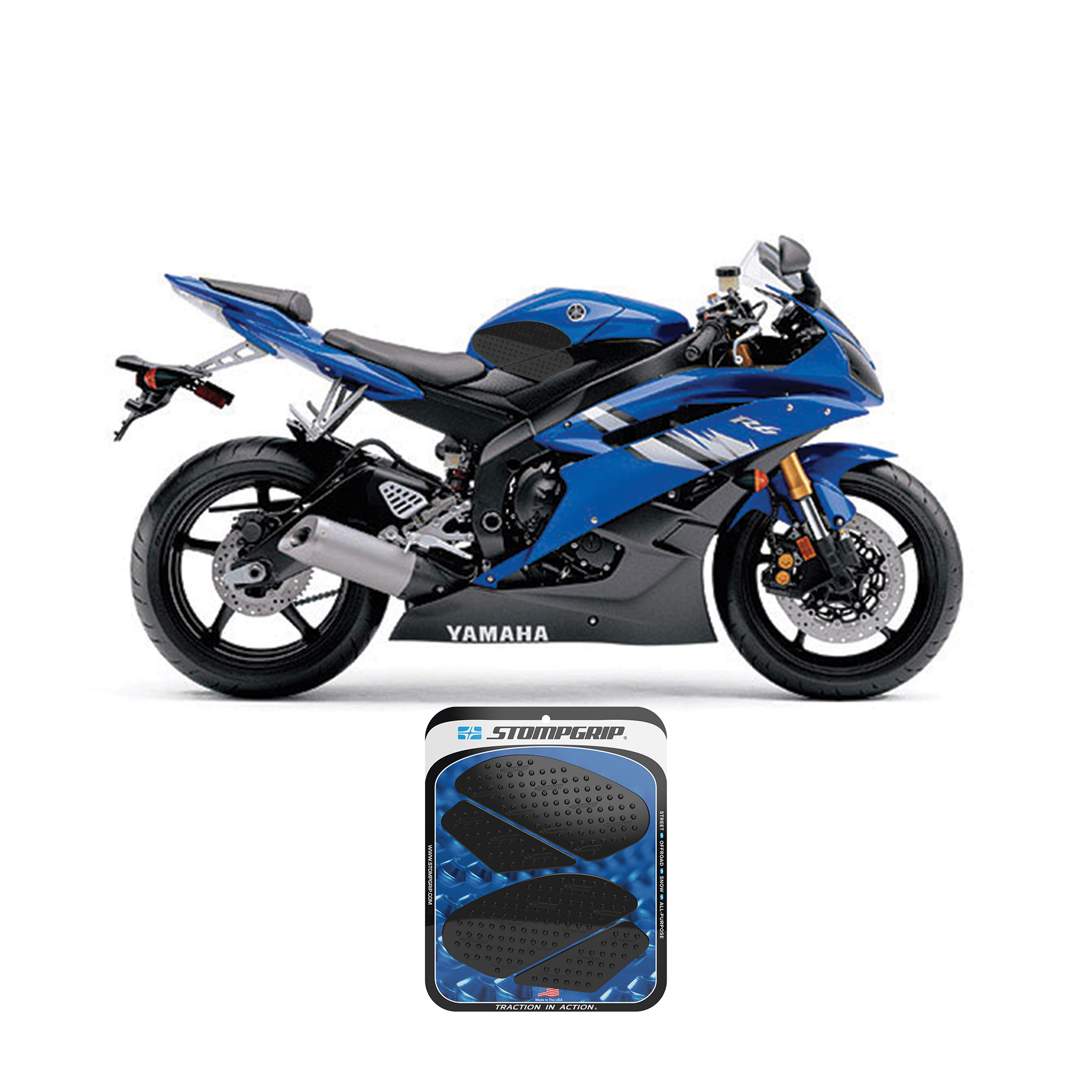 Stompgrip - Yamaha YZF-R6 06-07 Tank Grips (0005) Stompgrip - Yamaha YZF-R6 06-07 Tank Grips (0005)