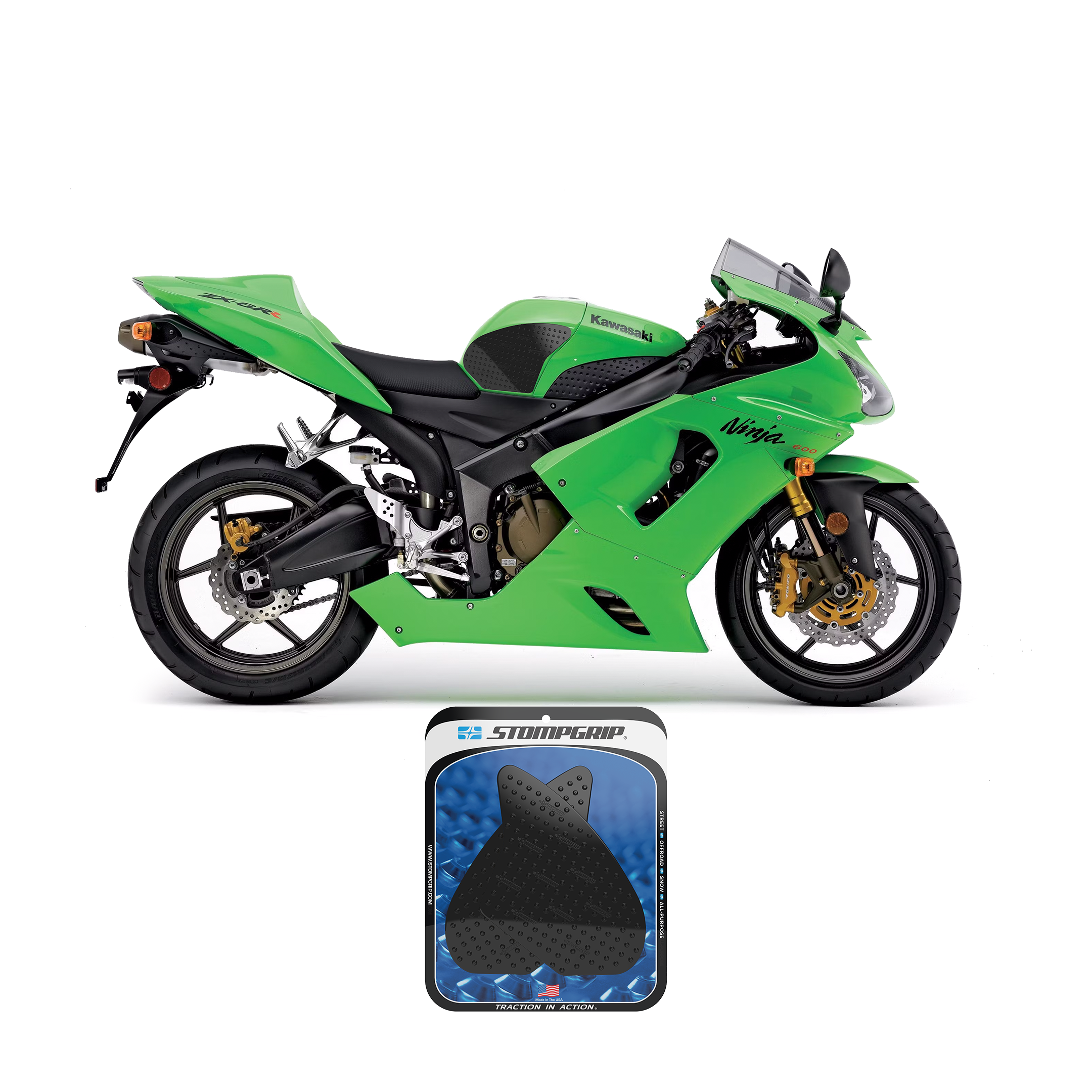 Stompgrip - Kawasaki Ninja ZX-6R 636/ZX-RR 600 05-06 Tank Grips (0031) Stompgrip - Kawasaki Ninja ZX-6R 636/ZX-RR 600 05-06 Tank Grips (0031)