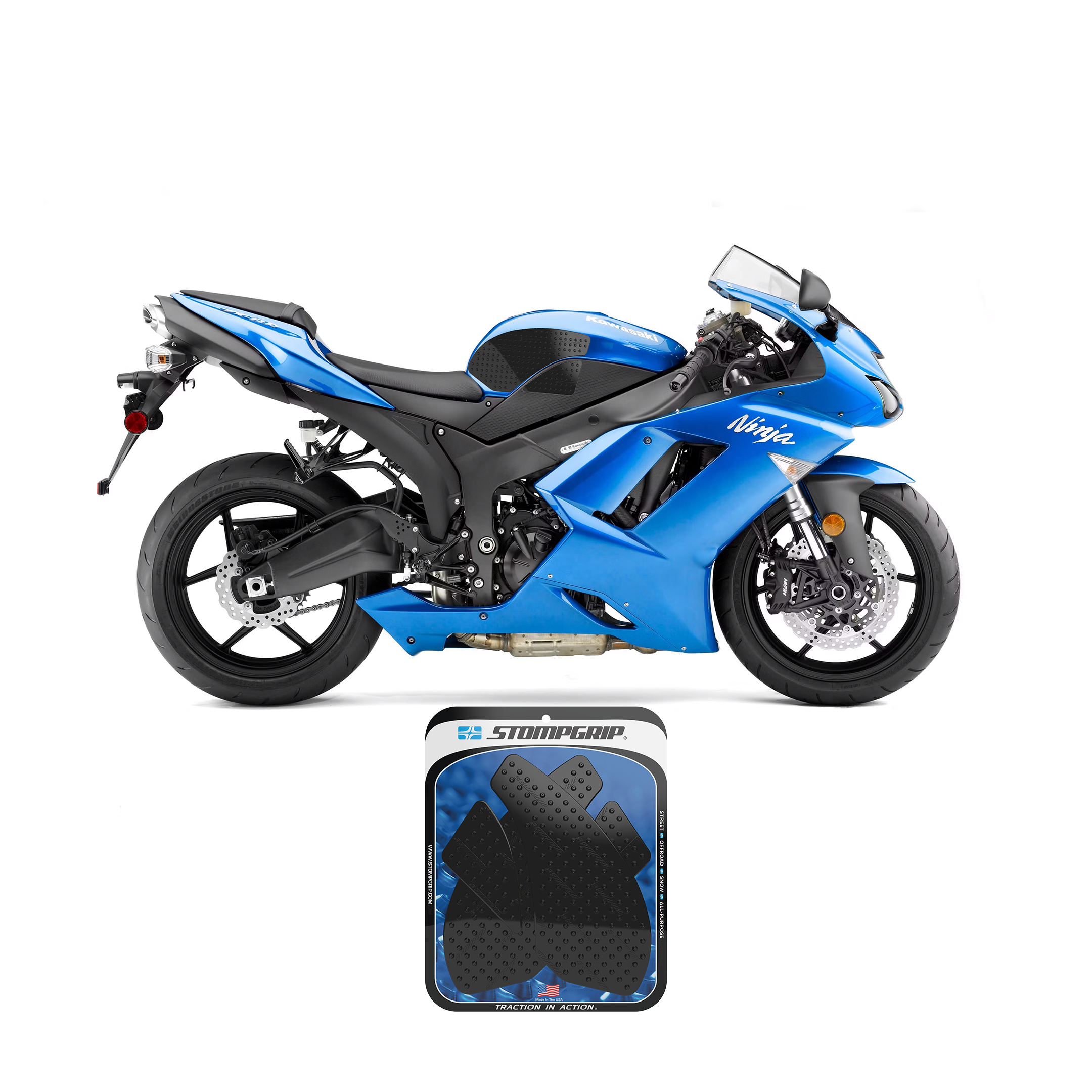 Stompgrip - Kawasaki Ninja ZX-6R 07-08 Tank Grips (0032) Stompgrip - Kawasaki Ninja ZX-6R 07-08 Tank Grips (0032)