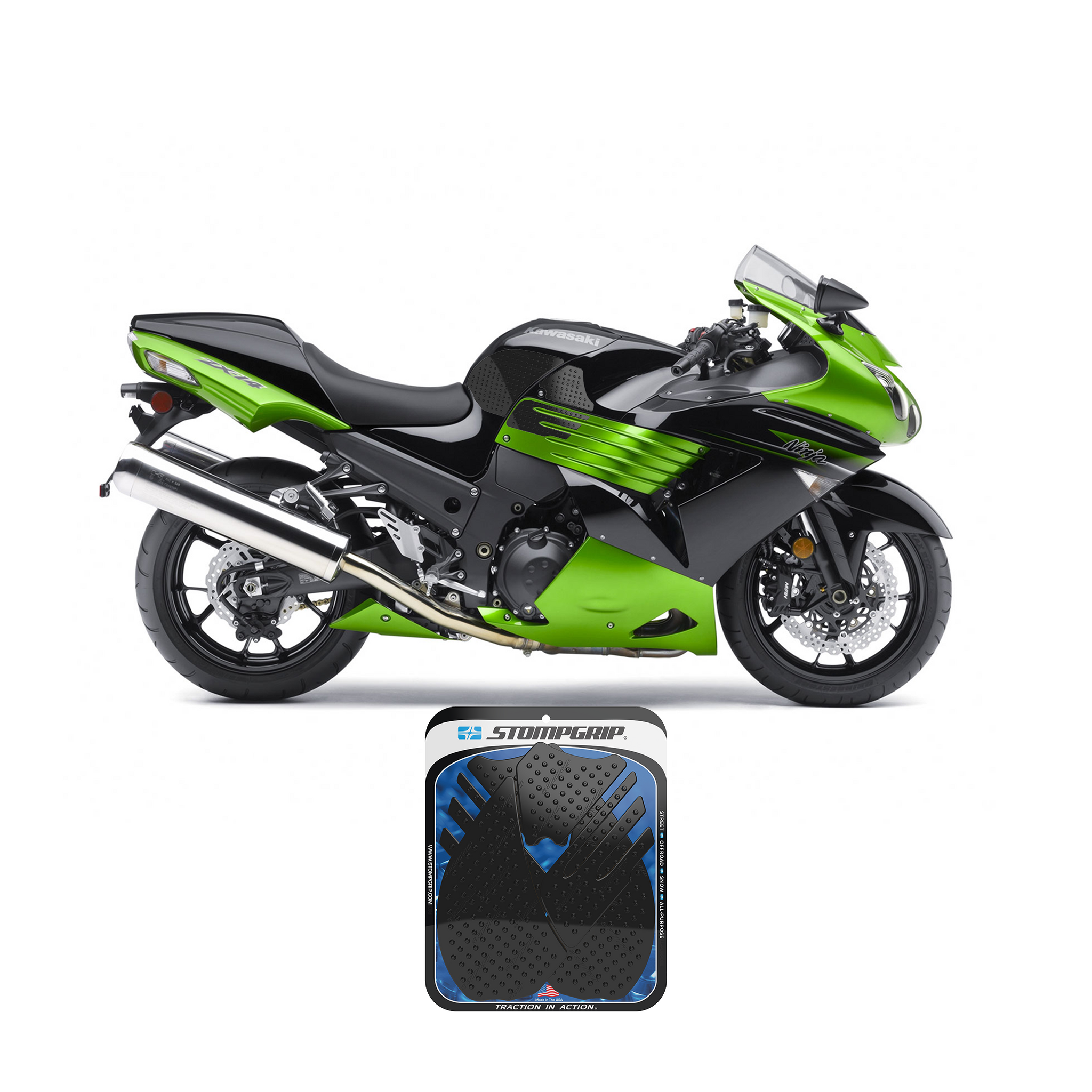 Stompgrip - Kawasaki Ninja ZX-14 / ZZR 1400 ABS 06-11 Tank Grips (0033 Stompgrip - Kawasaki Ninja ZX-14 / ZZR 1400 ABS 06-11 Tank Grips (0033