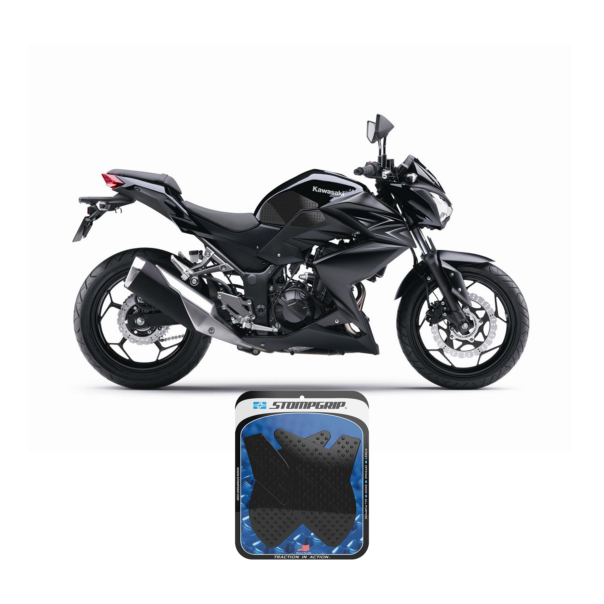 Stompgrip - Kawasaki Z250SL / Z300 15-16 Tank Grips (0043-1) Stompgrip - Kawasaki Z250SL / Z300 15-16 Tank Grips (0043-1)