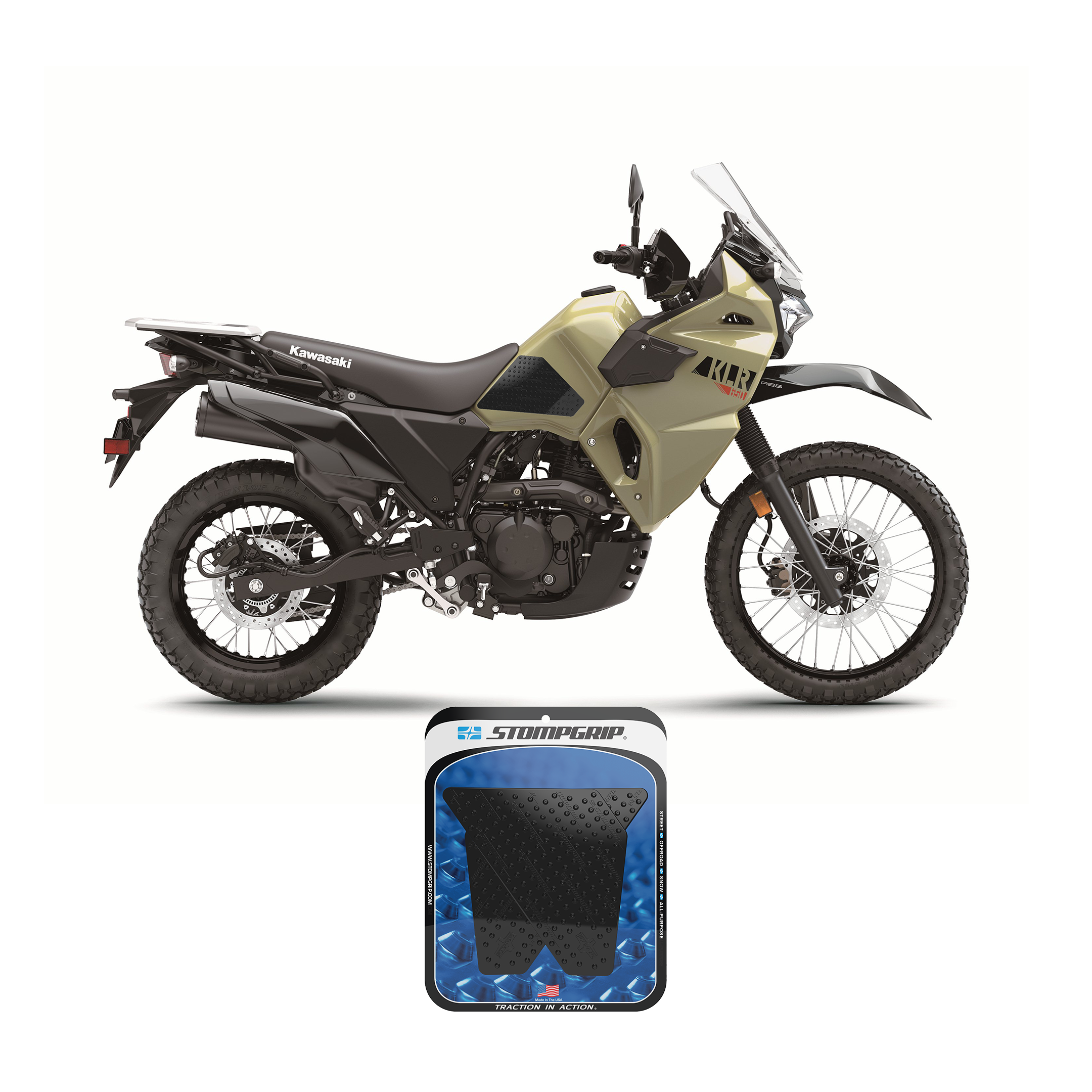 Motorcycle Side Tank Pads For Kawasaki KLR650 (2022-2024) – Non-Slip Rubber Protector Stickers, Matte Black