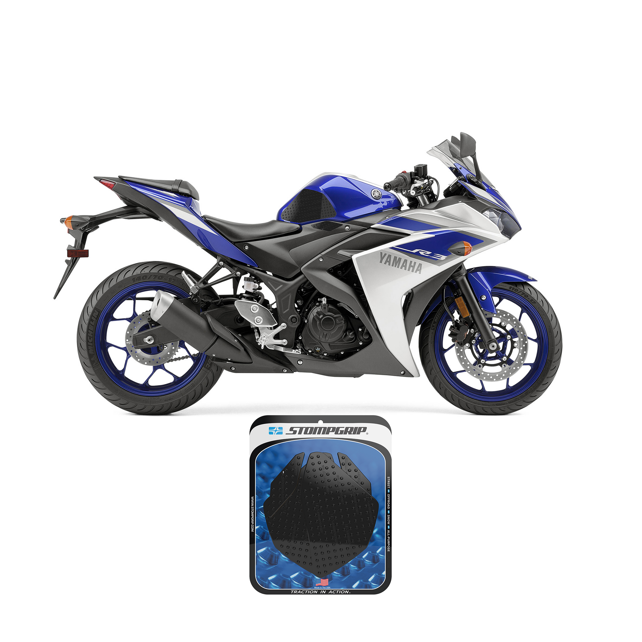 Stompgrip - Yamaha YZF-R25 / YZF-R3 15-18 Tank Grips (0104) Stompgrip - Yamaha YZF-R25 / YZF-R3 15-18 Tank Grips (0104)