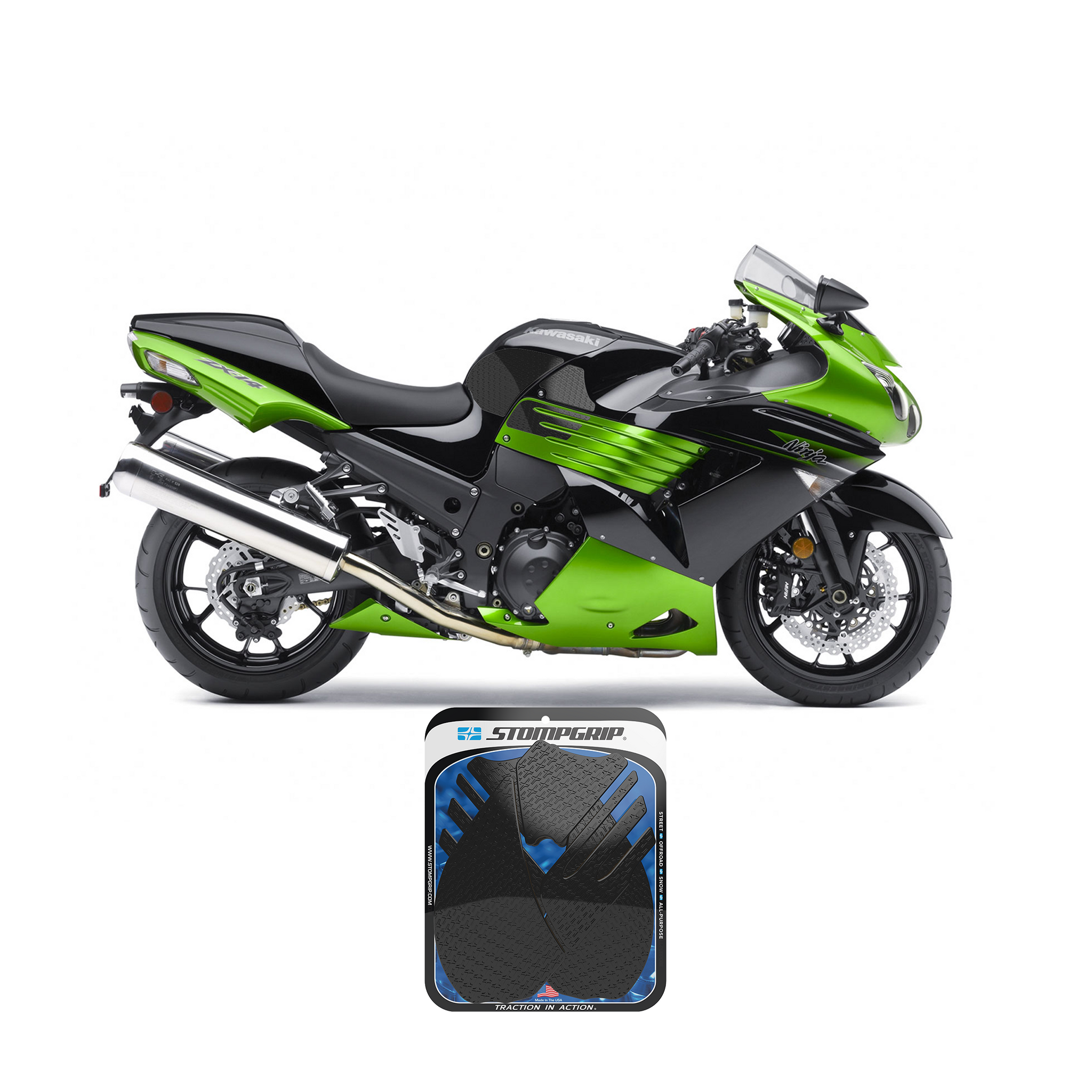Stompgrip - Kawasaki Ninja ZX-14 / ZZR 1400 ABS 06-11 Tank Grips (0033 Stompgrip - Kawasaki Ninja ZX-14 / ZZR 1400 ABS 06-11 Tank Grips (0033