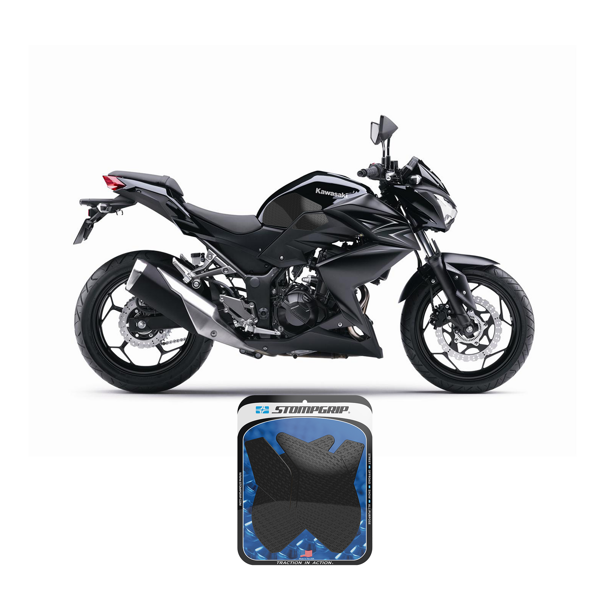 Stompgrip - Kawasaki Z250SL / Z300 15-16 Tank Grips (0043-1) Stompgrip - Kawasaki Z250SL / Z300 15-16 Tank Grips (0043-1)